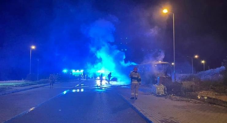 Pożar autobusu wiozącego dzieci z Trzciany